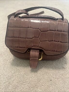 J. Crew Croc-Embossed Crossbody Bag in Taupe